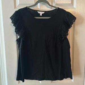 Black top lace detail at shoulder